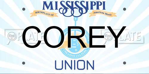 COREY Mississippi License Plate