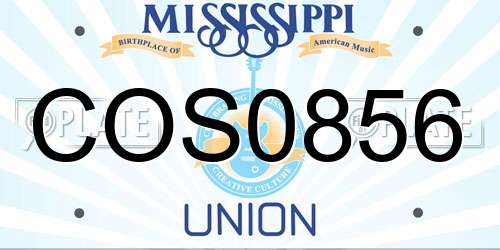 COS0856 Mississippi License Plate