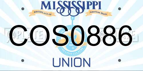 COS0886 Mississippi License Plate