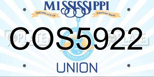 COS5922 Mississippi License Plate