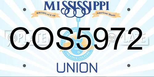 COS5972 Mississippi License Plate