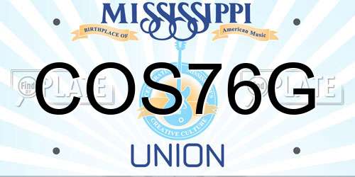 COS76G Mississippi License Plate