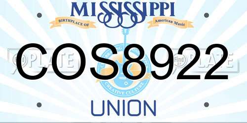 COS8922 Mississippi License Plate