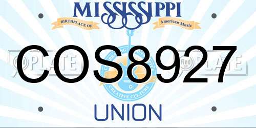 COS8927 Mississippi License Plate