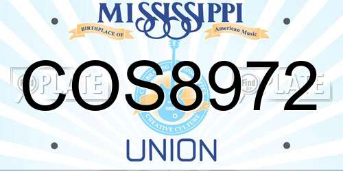 COS8972 Mississippi License Plate