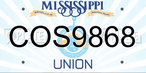 COS9868 Mississippi License Plate