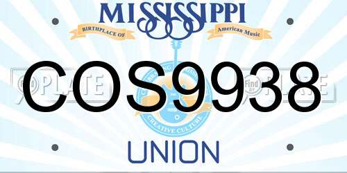 COS9938 Mississippi License Plate