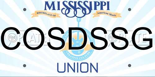 COSDSSG Mississippi License Plate