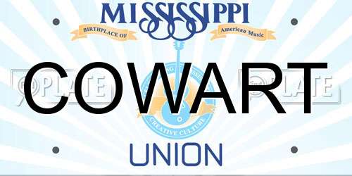 COWART Mississippi License Plate