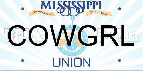 COWGRL Mississippi License Plate