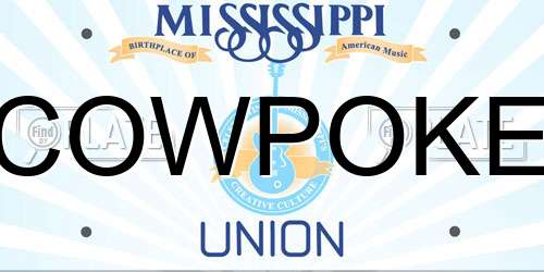 COWPOKE Mississippi License Plate