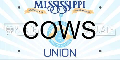 COWS Mississippi License Plate