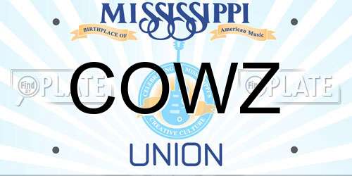 COWZ Mississippi License Plate