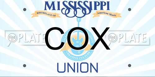 COX Mississippi License Plate
