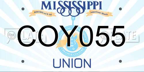 COY055 Mississippi License Plate