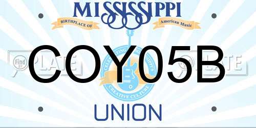 COY05B Mississippi License Plate