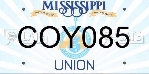 COY085 Mississippi License Plate