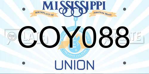 COY088 Mississippi License Plate