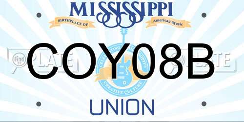 COY08B Mississippi License Plate