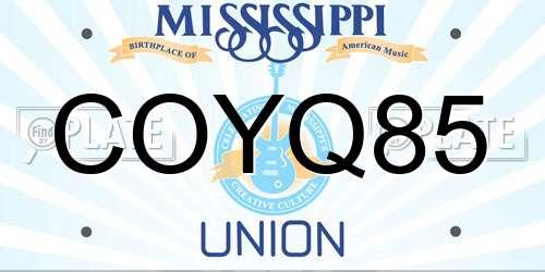 COYQ85 Mississippi License Plate