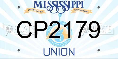 CP2179 Mississippi License Plate