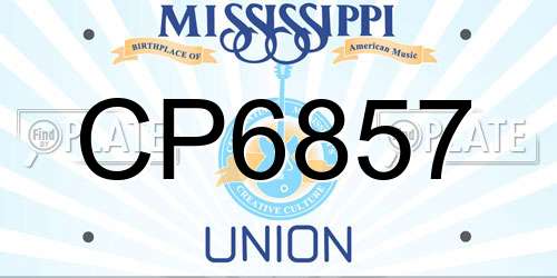 CP6857 Mississippi License Plate