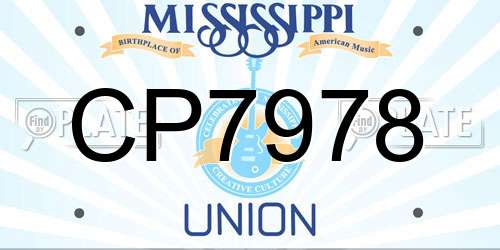 CP7978 Mississippi License Plate