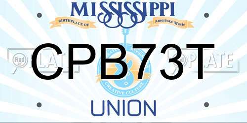CPB73T Mississippi License Plate