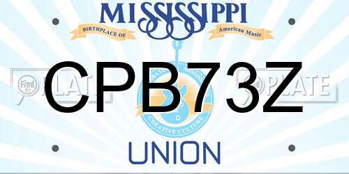 CPB73Z Mississippi License Plate