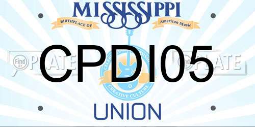 CPDI05 Mississippi License Plate