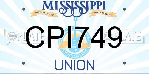 CPI749 Mississippi License Plate
