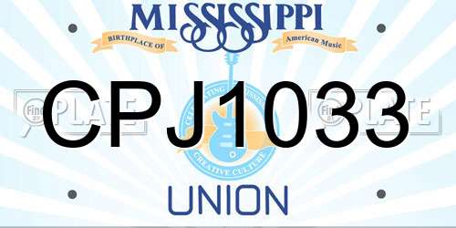CPJ1033 Mississippi License Plate