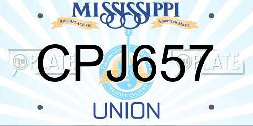 CPJ657 Mississippi License Plate