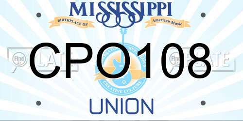 CPO108 Mississippi License Plate