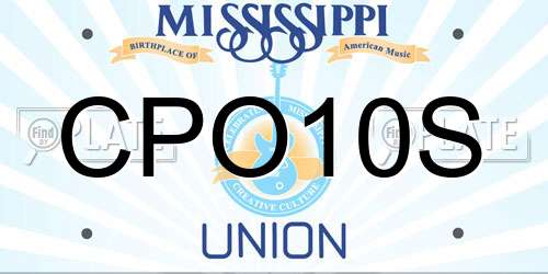 CPO10S Mississippi License Plate