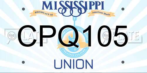 CPQ105 Mississippi License Plate