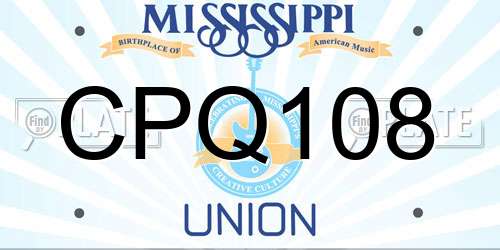 CPQ108 Mississippi License Plate