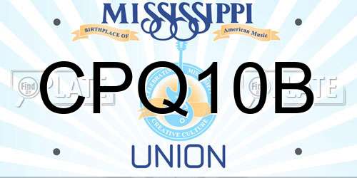 CPQ10B Mississippi License Plate