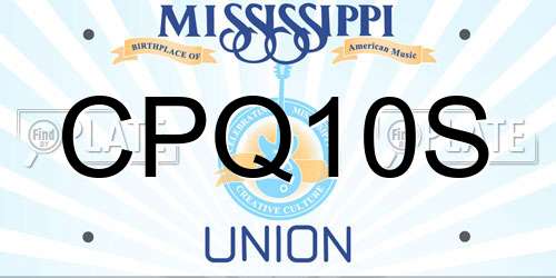 CPQ10S Mississippi License Plate