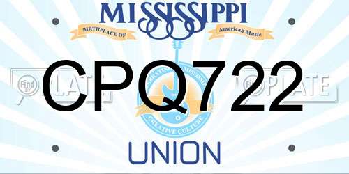 CPQ722 Mississippi License Plate