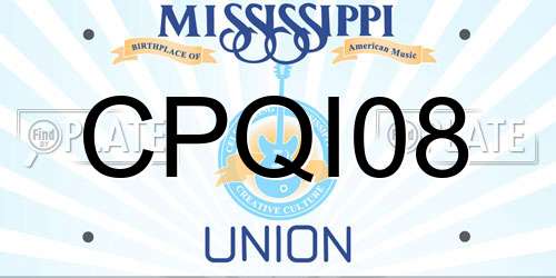 CPQI08 Mississippi License Plate