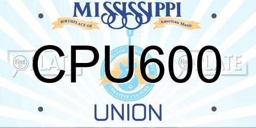 CPU600 Mississippi License Plate