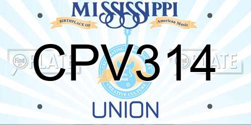 CPV314 Mississippi License Plate