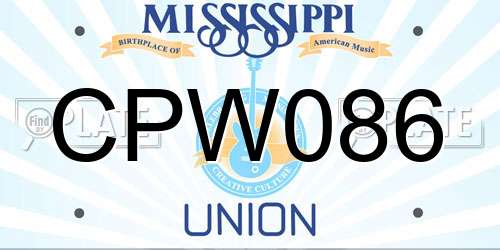CPW086 Mississippi License Plate