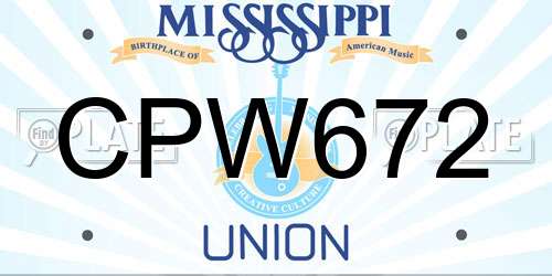 CPW672 Mississippi License Plate