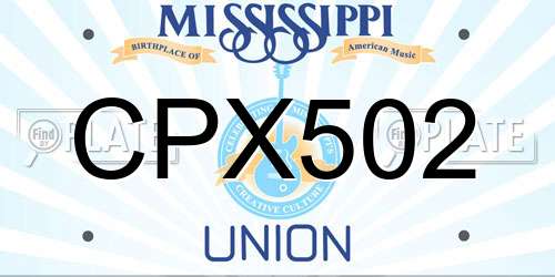CPX502 Mississippi License Plate