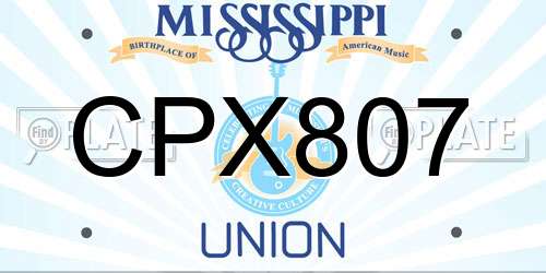 CPX807 Mississippi License Plate