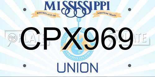 CPX969 Mississippi License Plate
