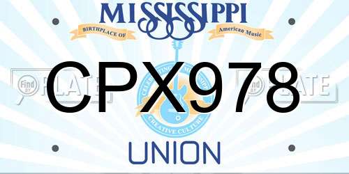 CPX978 Mississippi License Plate