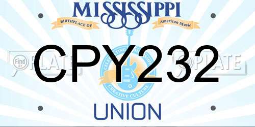 CPY232 Mississippi License Plate